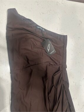One-Shoulder Dress in Dark Brown